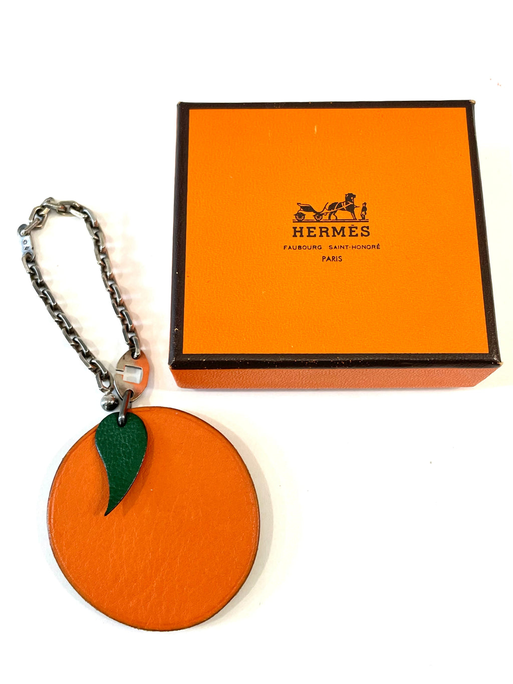 HERMÈS CHEVRE LEATHER MYSORE ORANGE BAG CHARM