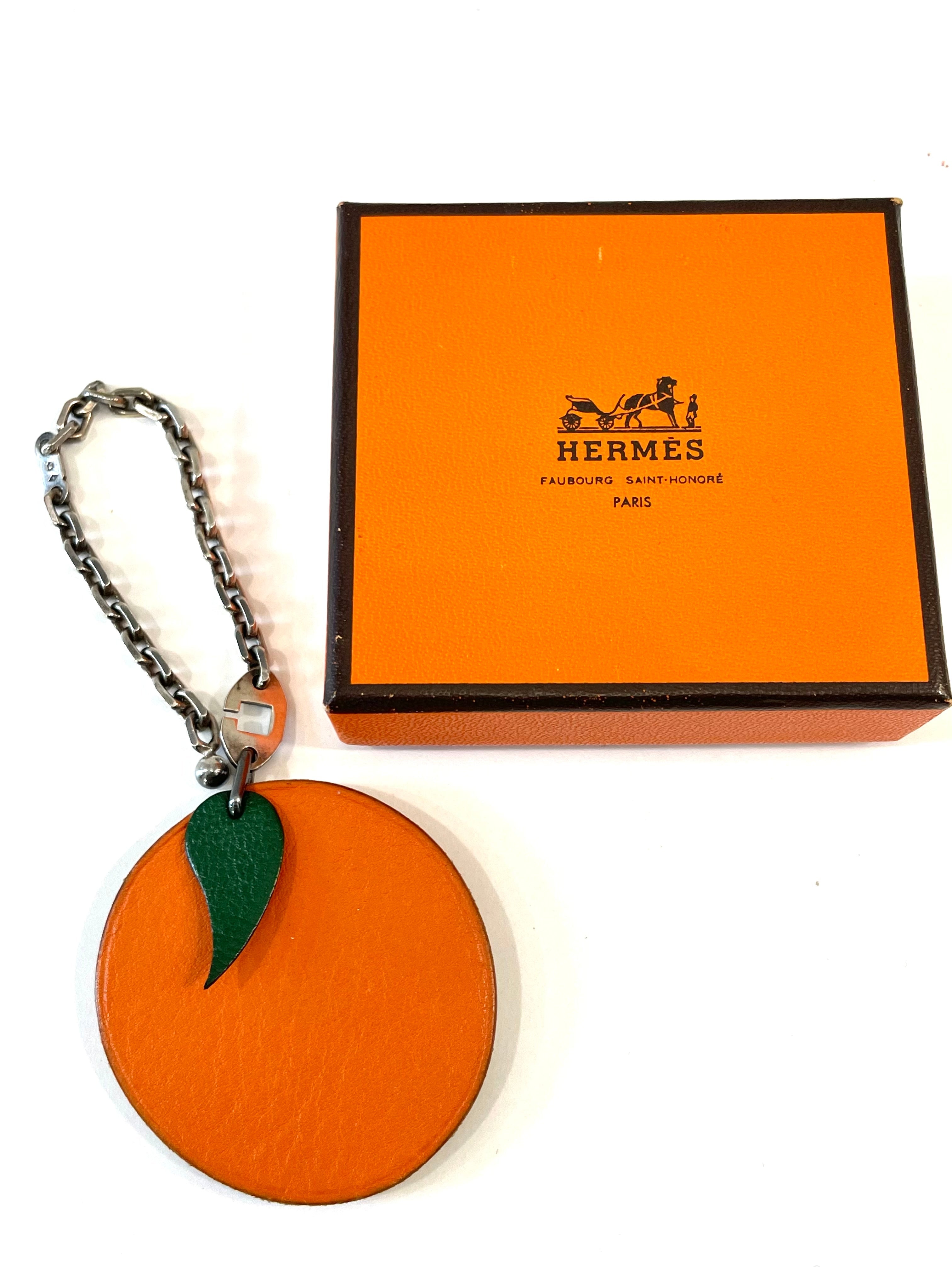 HERMÈS CHEVRE LEATHER MYSORE ORANGE BAG CHARM