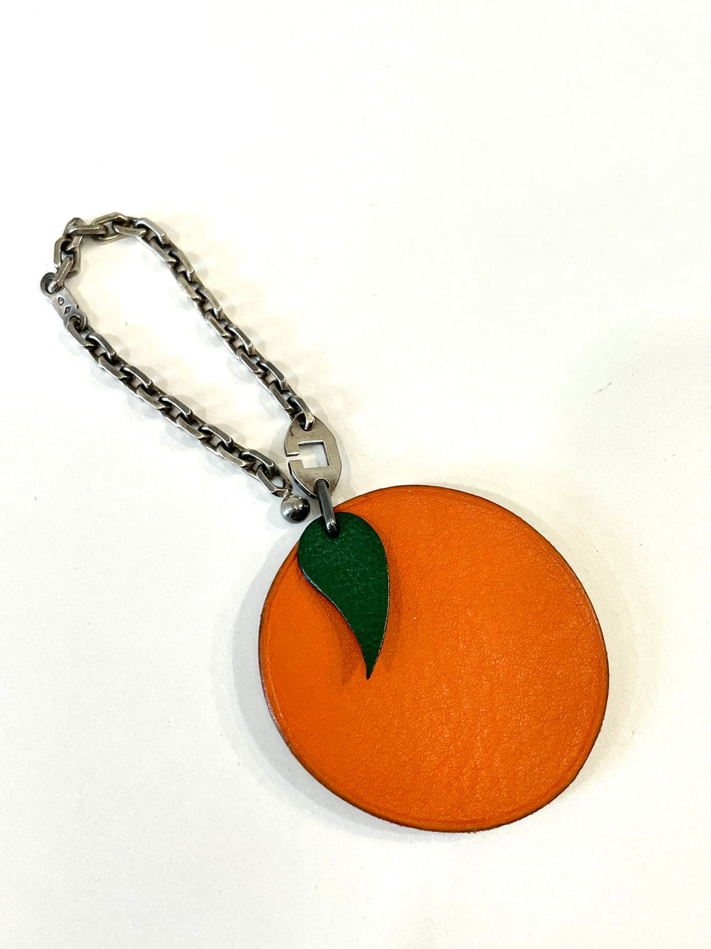 HERMÈS CHEVRE LEATHER MYSORE ORANGE BAG CHARM