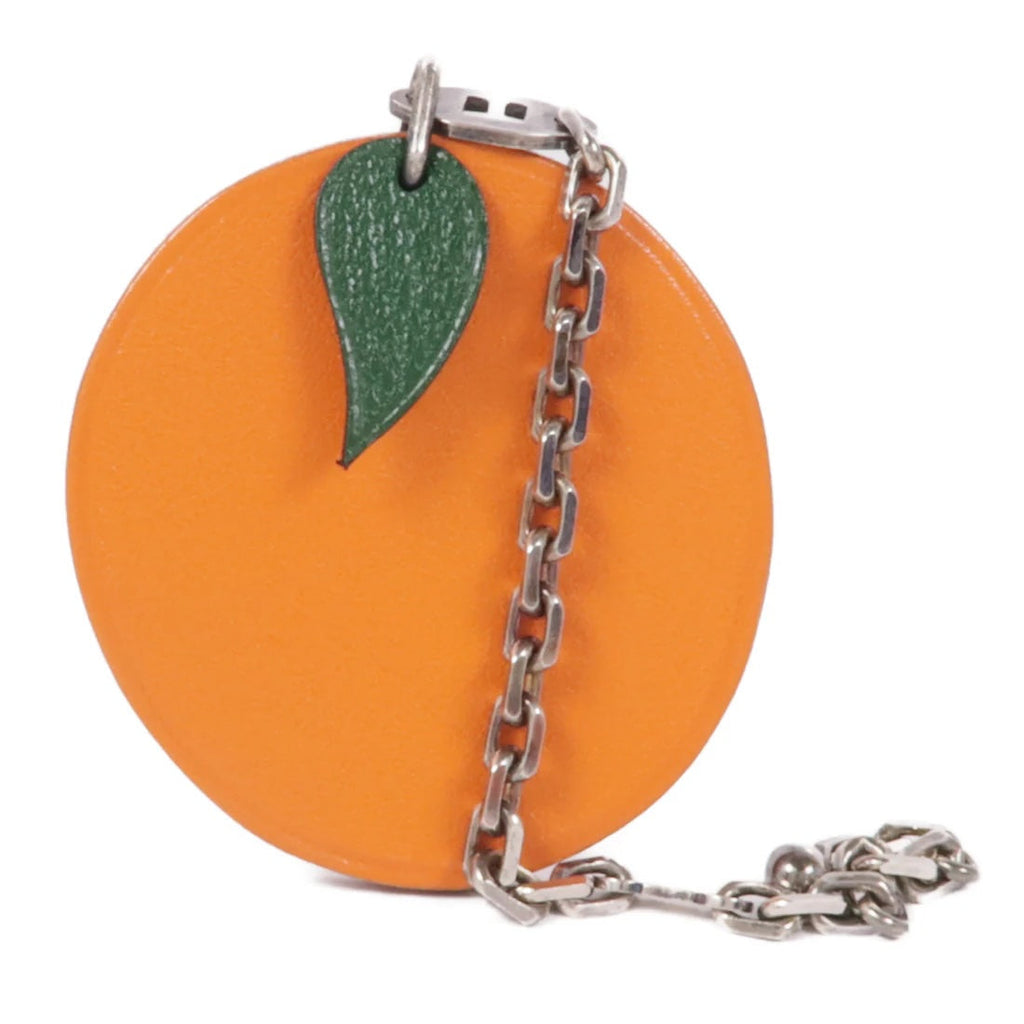 HERMÈS CHEVRE LEATHER MYSORE ORANGE BAG CHARM
