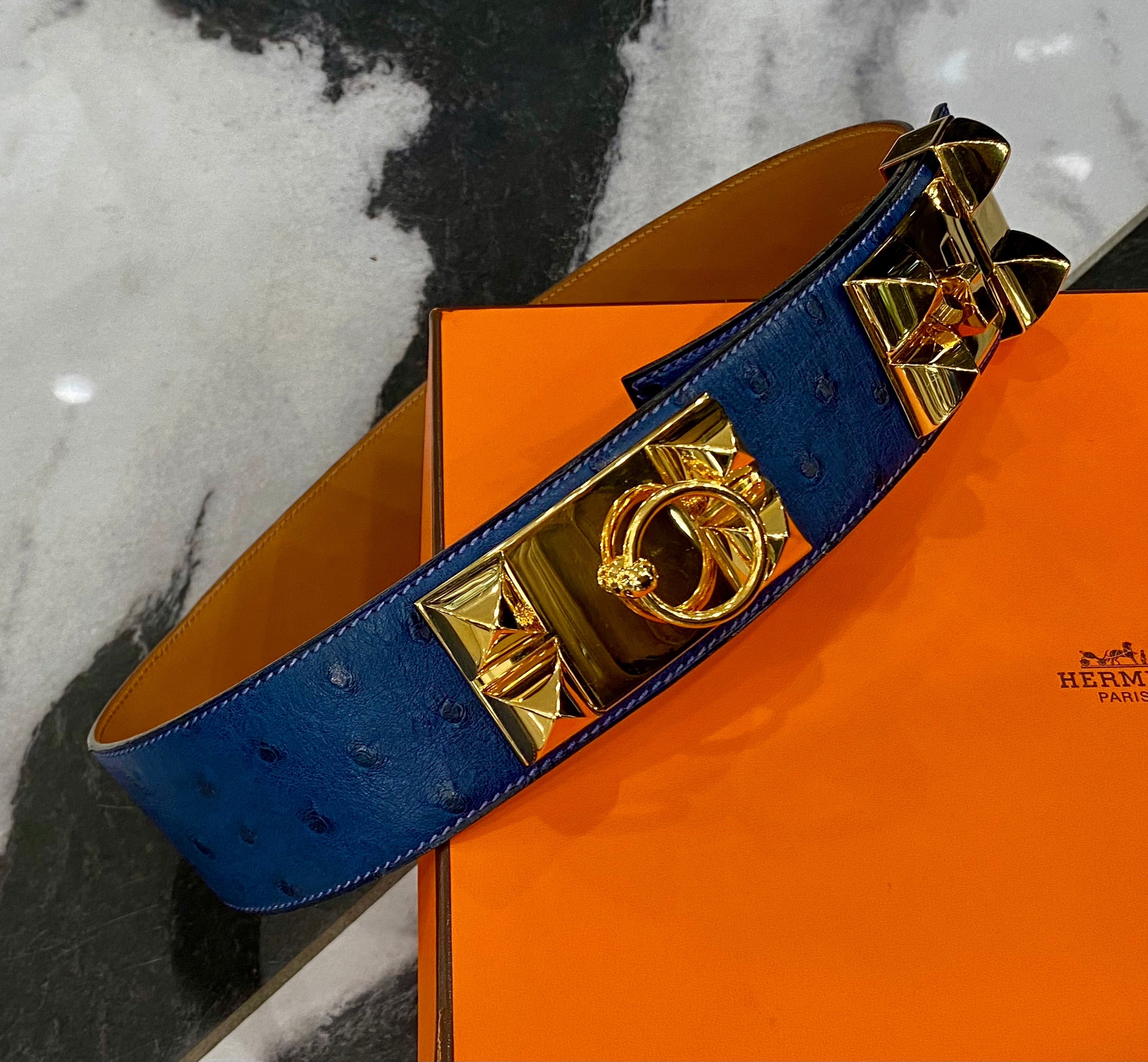 HERMÈS COLLIER DE CHIEN OSTRICH LEATHER 50 BELT