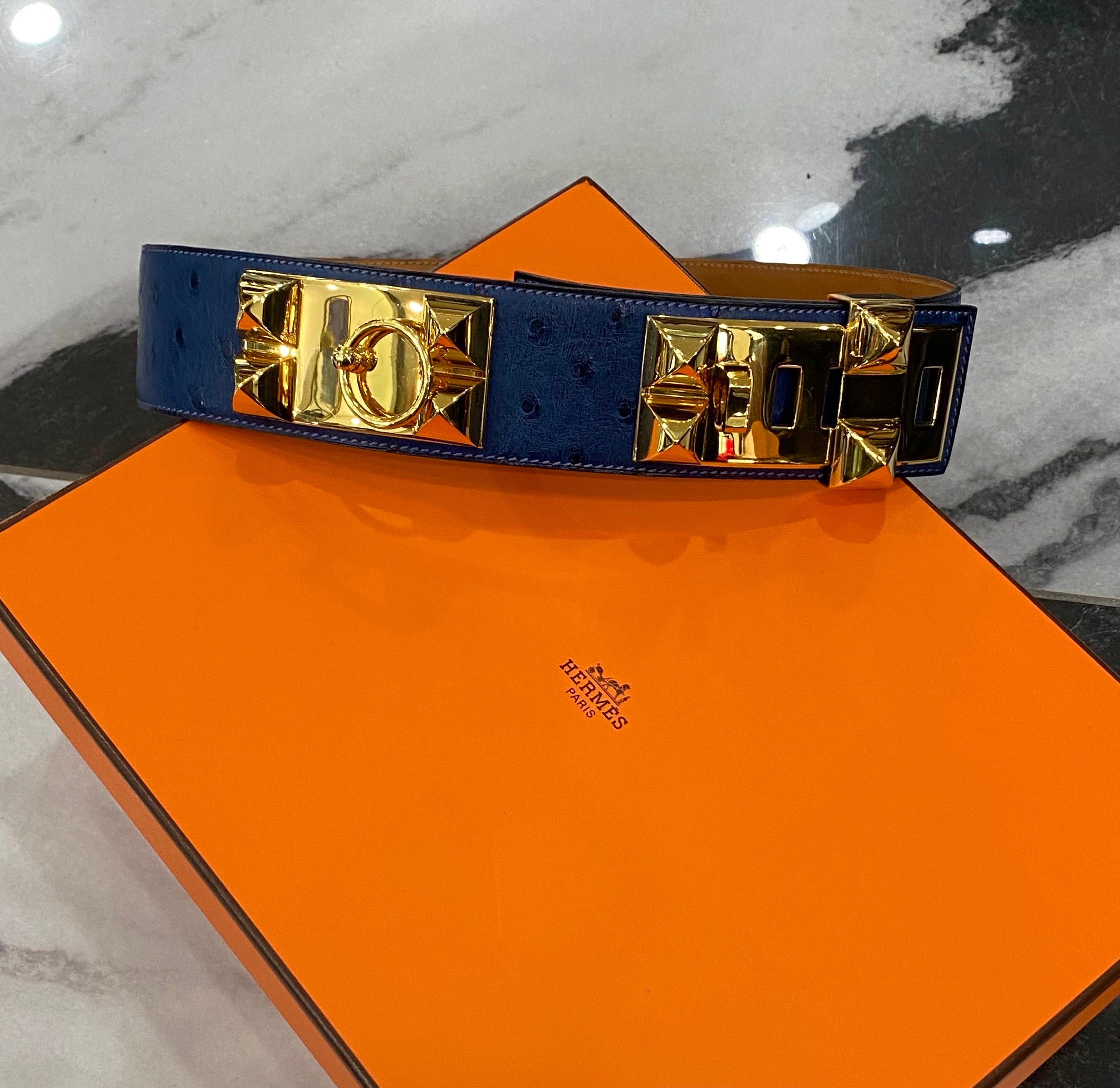 HERMÈS COLLIER DE CHIEN OSTRICH LEATHER 50 BELT