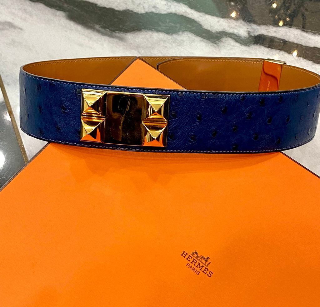 HERMÈS COLLIER DE CHIEN OSTRICH LEATHER 50 BELT