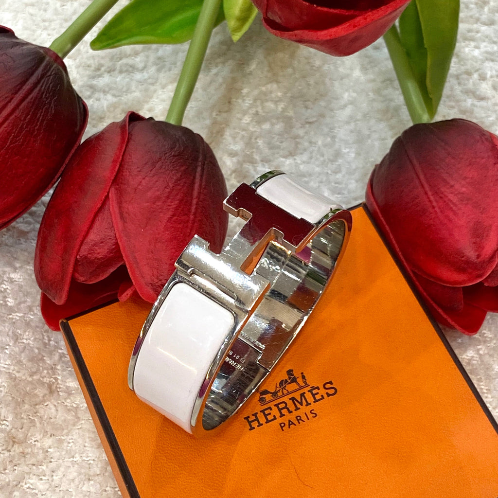 HERMÈS CLIC CLAC H ENAMEL WIDE CUFF BRACELET GM