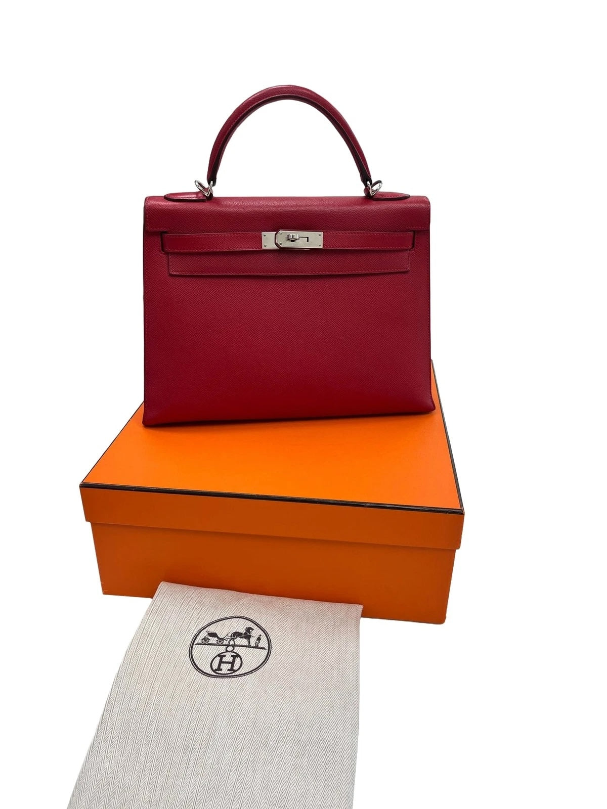 HERMÈS KELLY 32 EPSOM LEATHER ROUGE BAG