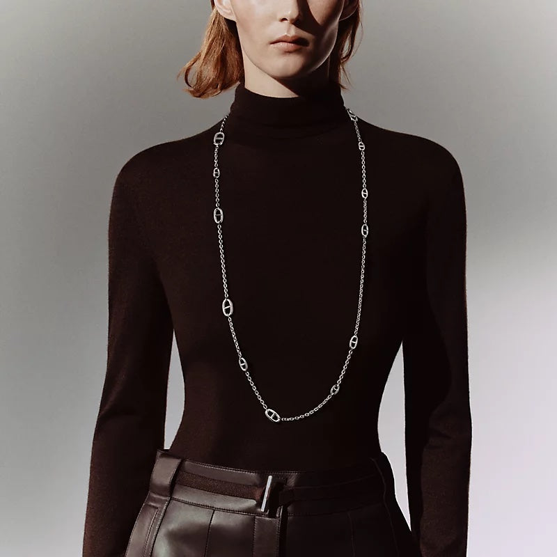 HERMÈS FARANDOLE STERLING SILVER LONG NECKLACE