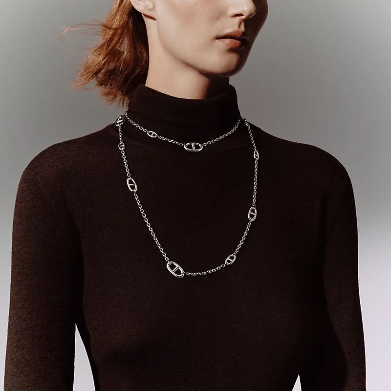 HERMÈS FARANDOLE STERLING SILVER LONG NECKLACE