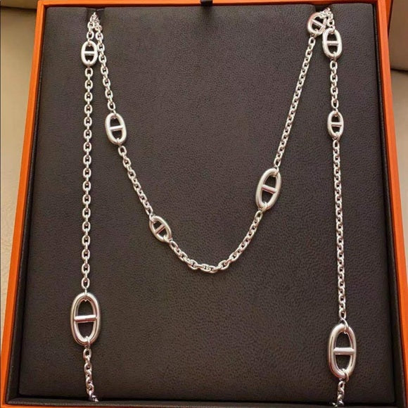 HERMÈS FARANDOLE STERLING SILVER LONG NECKLACE