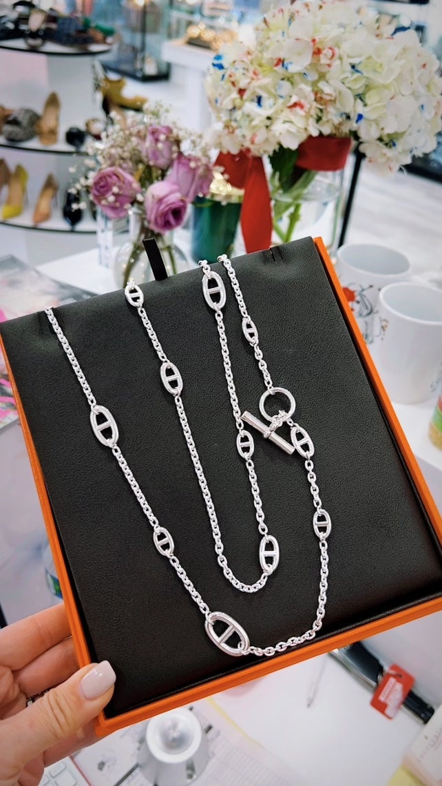 HERMÈS FARANDOLE STERLING SILVER LONG NECKLACE