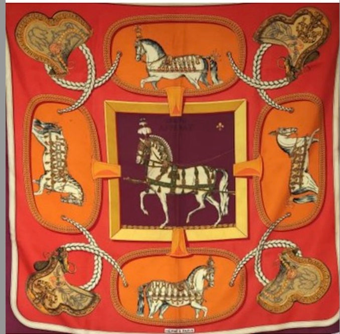 HERMÈS GRAND APPARAT BY JACQUES EUDEL EQUESTRIAN SILK SCARF
