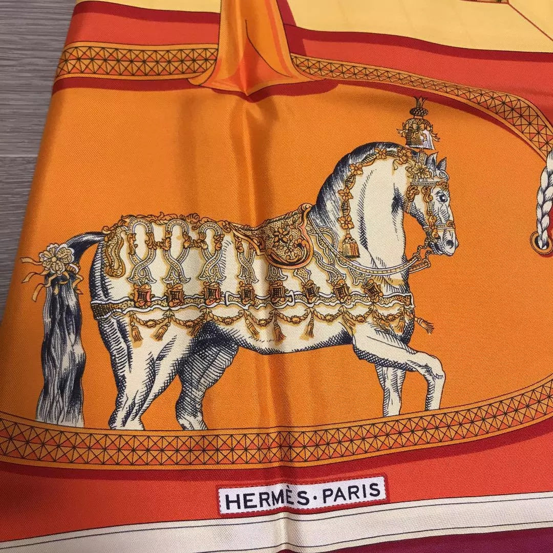 HERMÈS GRAND APPARAT BY JACQUES EUDEL EQUESTRIAN SILK SCARF