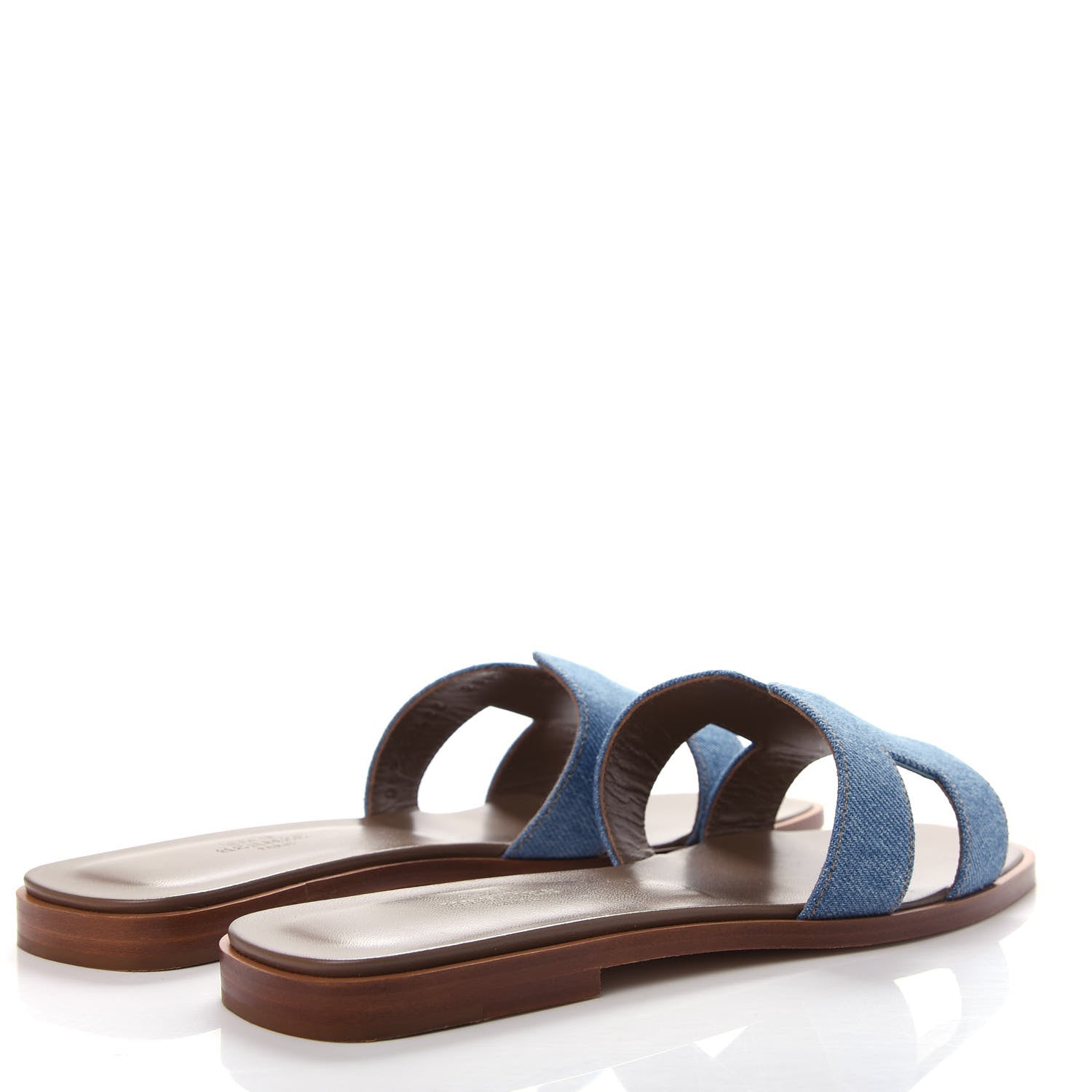 HERMÈS ORAN DENIM LEATHER MULES SANDALS