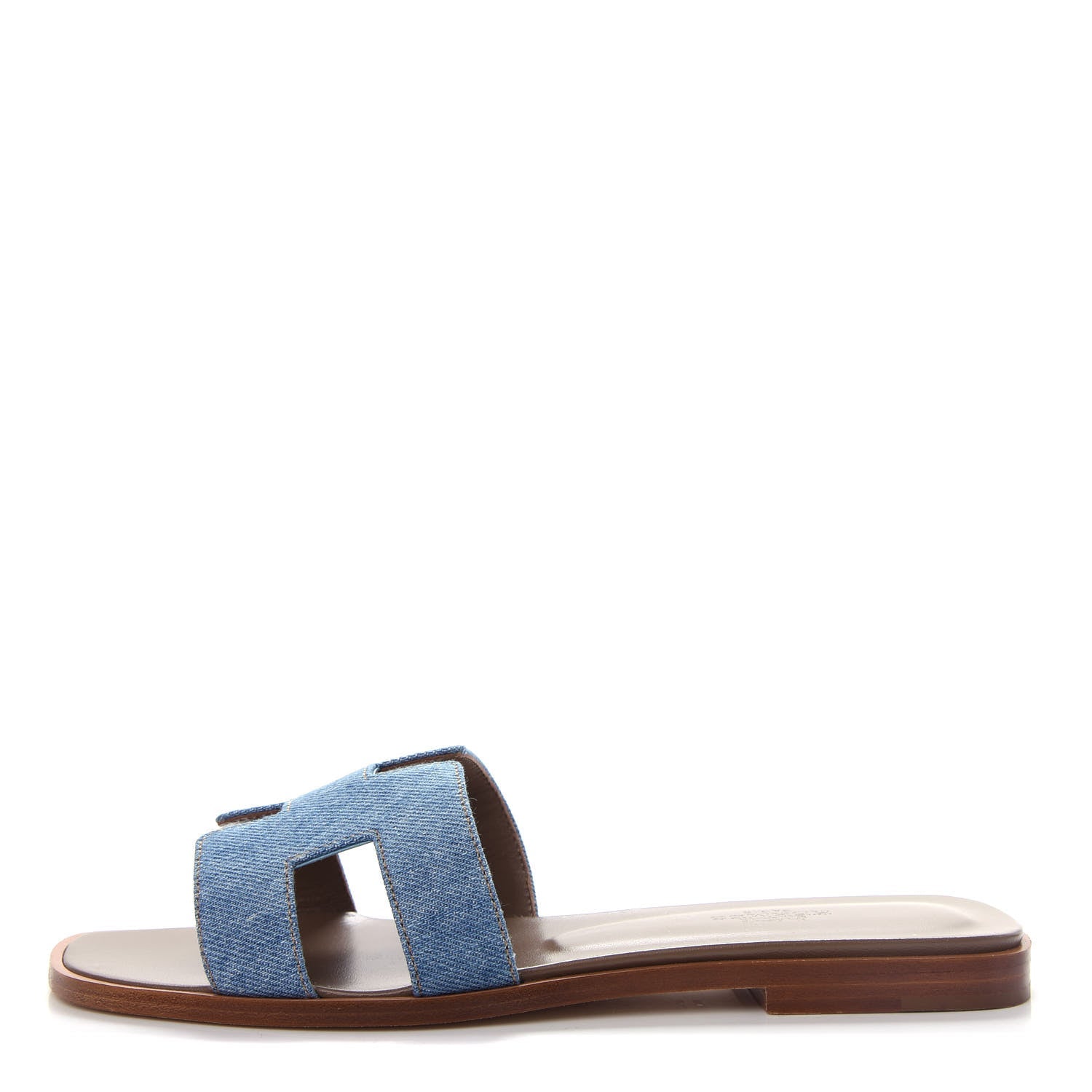 HERMÈS ORAN DENIM LEATHER MULES SANDALS