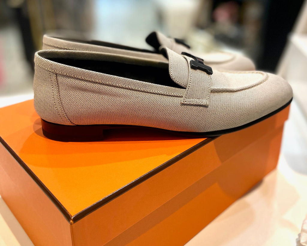 HERMÈS PARIS CANVAS H MOCASSINS LOAFERS