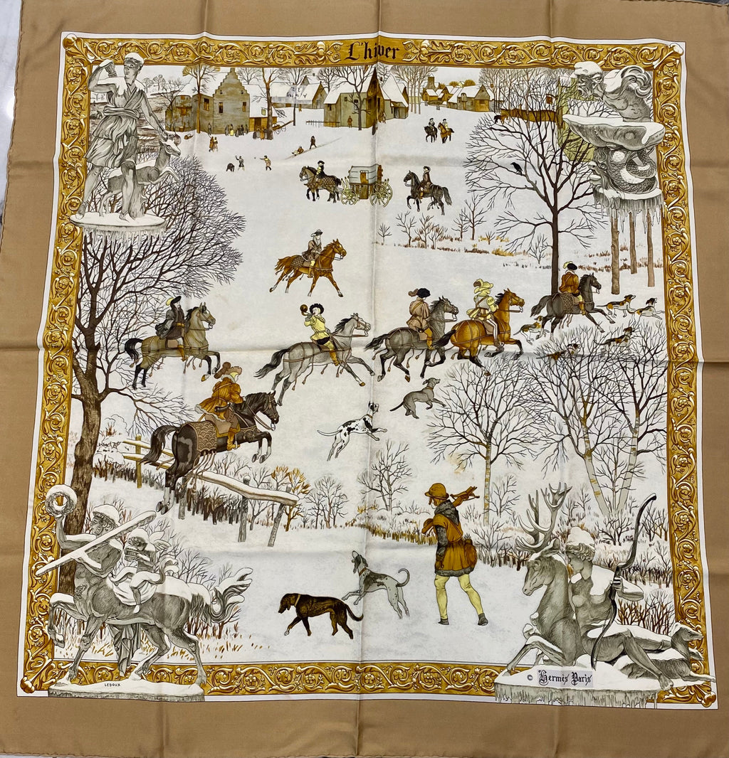 HERMÈS PARIS L'HIVER LEDOUX SILK SCARF