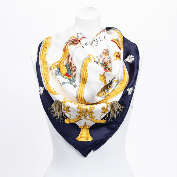 HERMÈS VINTAGE PLUMES ET GRELOTS SILK SCARF