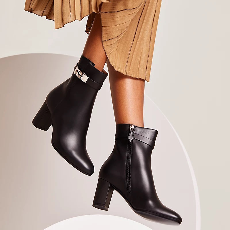 HERMÈS SAINT GERMAIN LEATHER ANKLE BOOTS