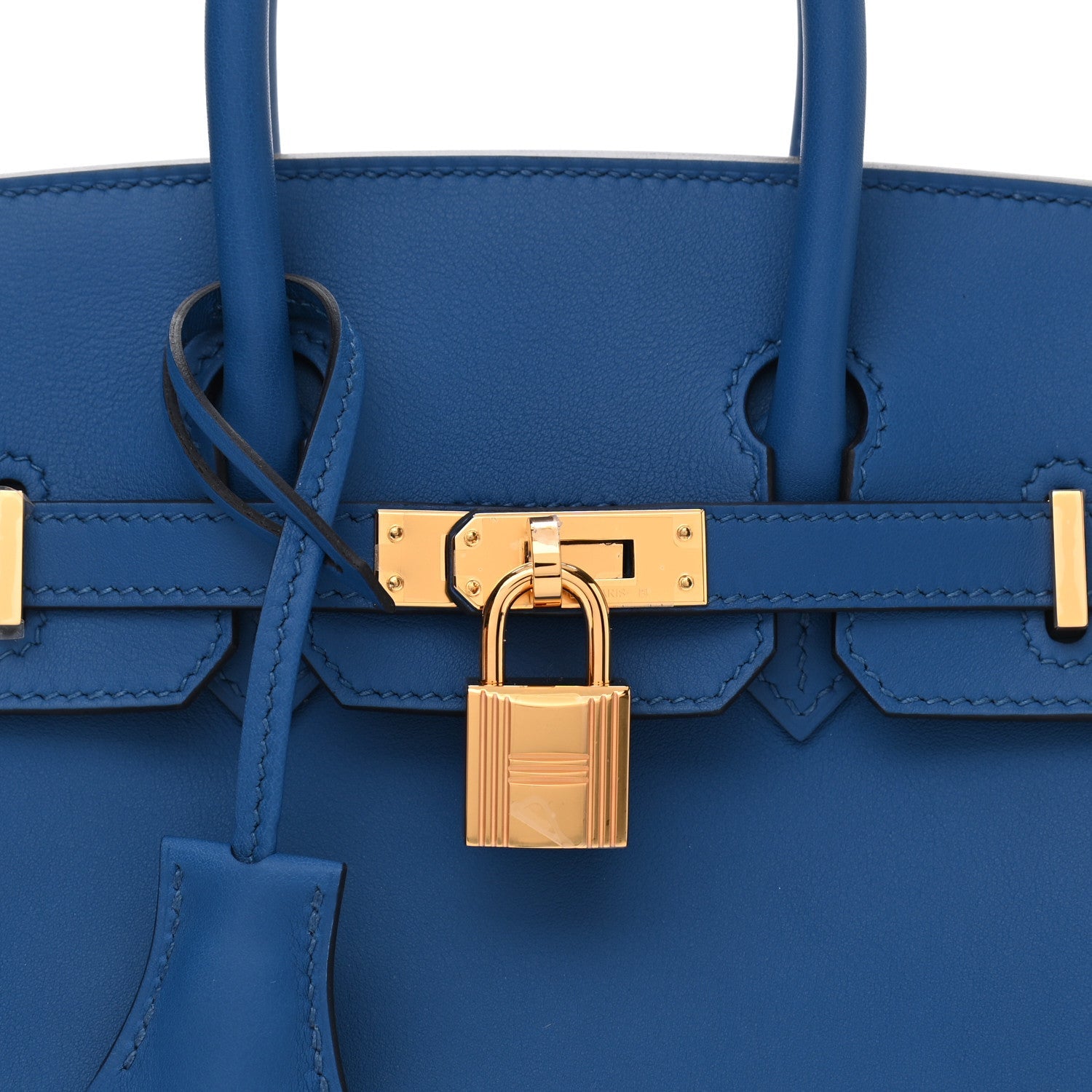 HERMÈS SWIFT LEATHER BIRKIN 25 BLUE HANDBAG