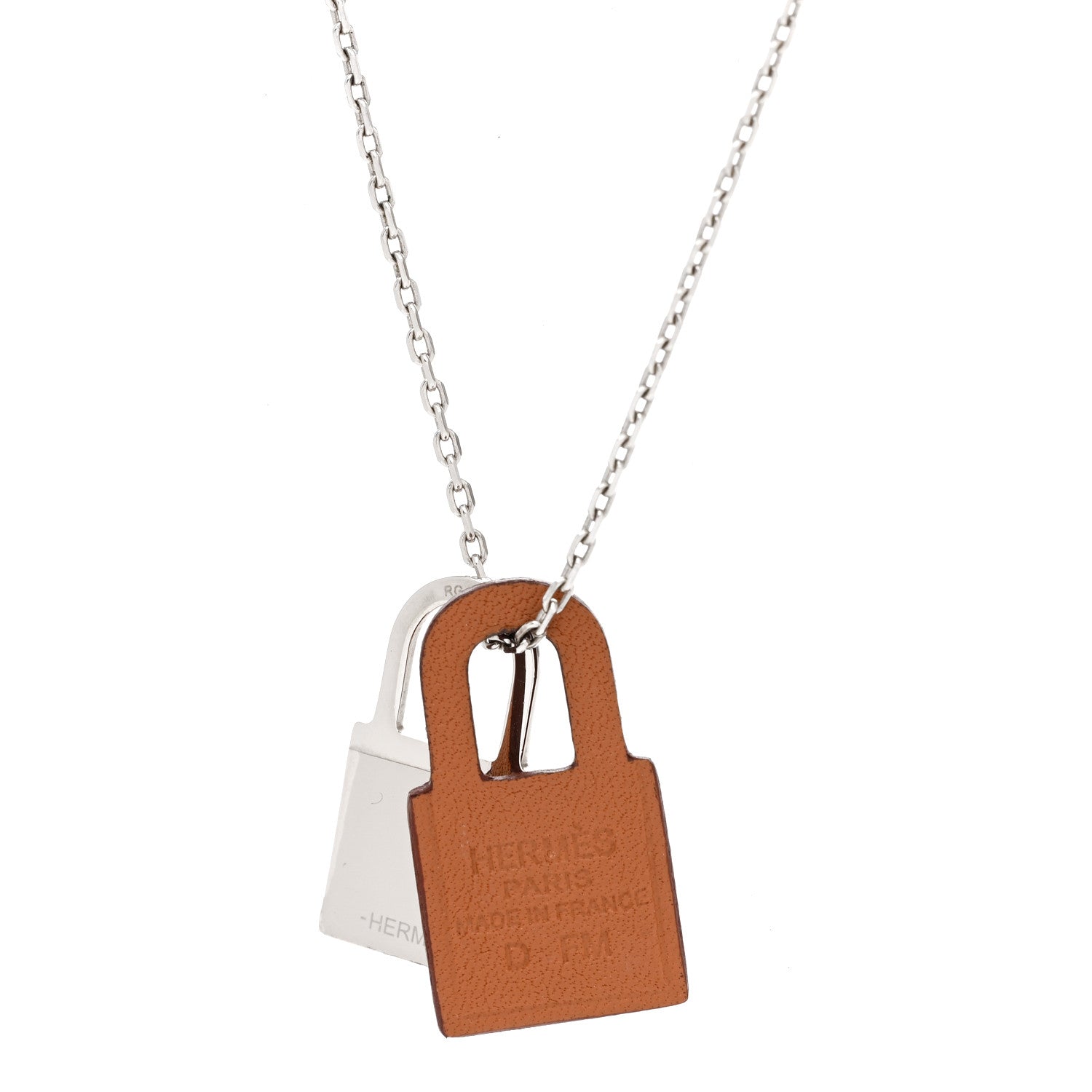 HERMÈS SWIFT O'KELLY PALLADIUM PLATED PENDANT NECKLACE