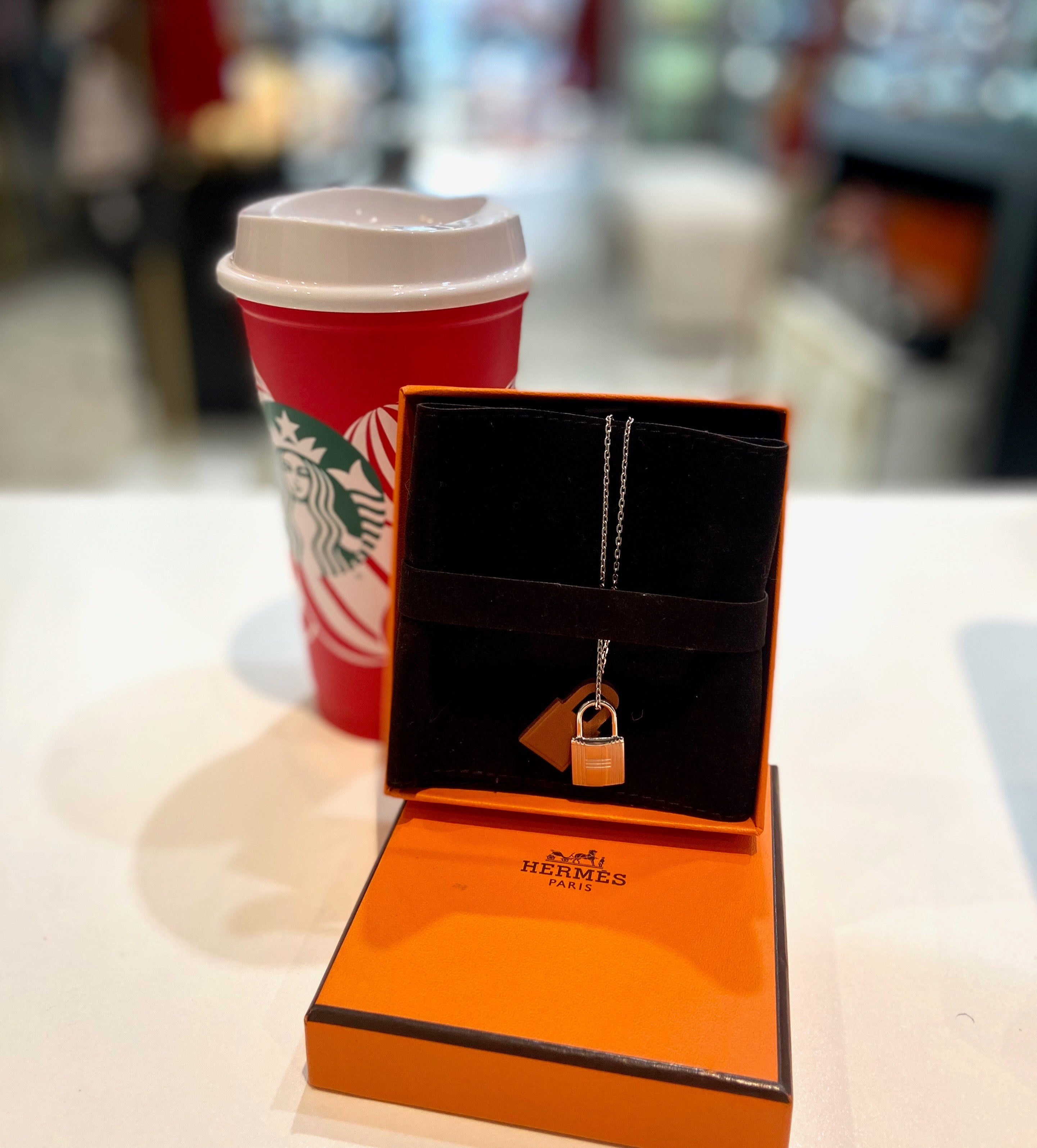 HERMÈS SWIFT O'KELLY PALLADIUM PLATED PENDANT NECKLACE
