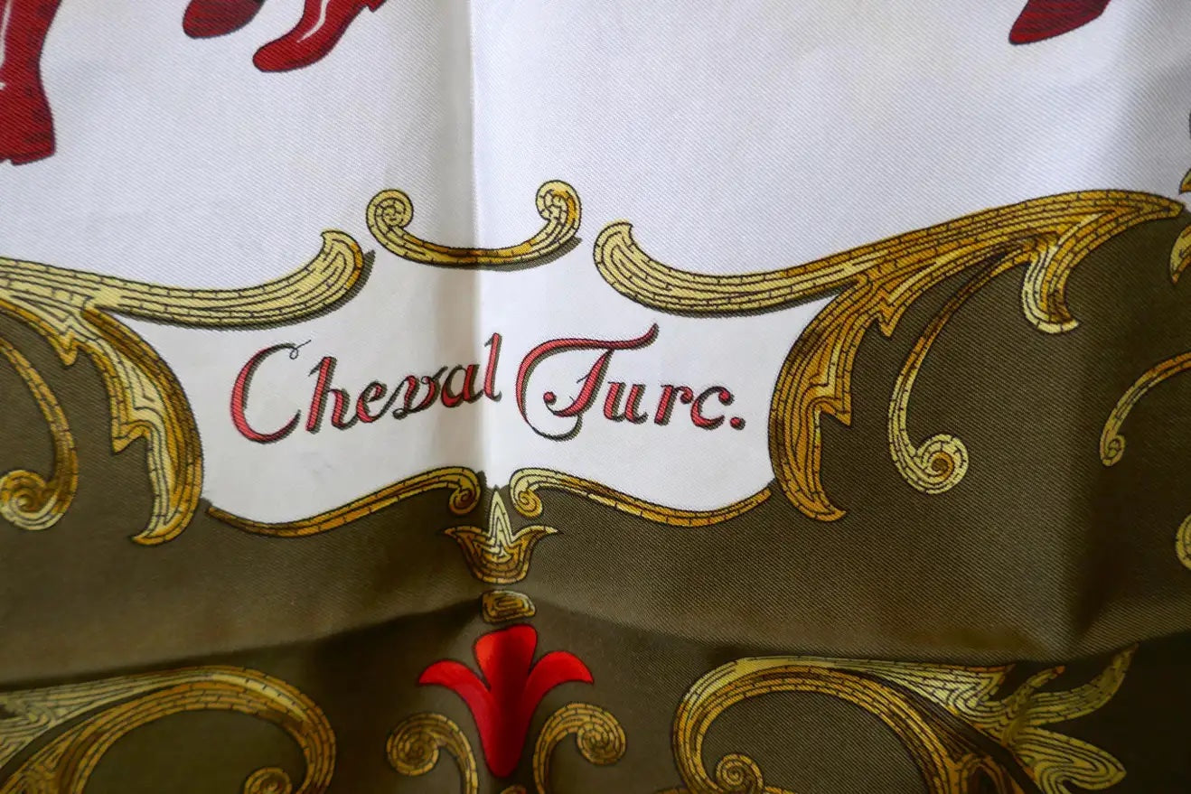 HERMÈS ULTRA RARE 1969 SILK SCARF CHEVAL TURC BY CHRISTINE VAUZELLES