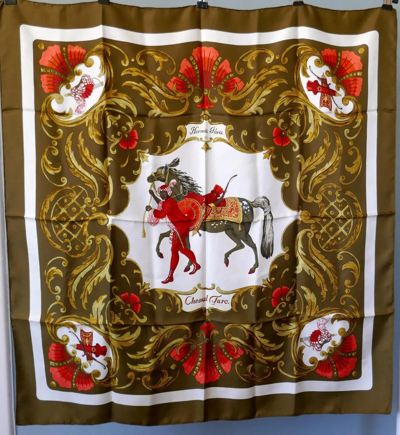 HERMÈS ULTRA RARE 1969 SILK SCARF CHEVAL TURC BY CHRISTINE VAUZELLES