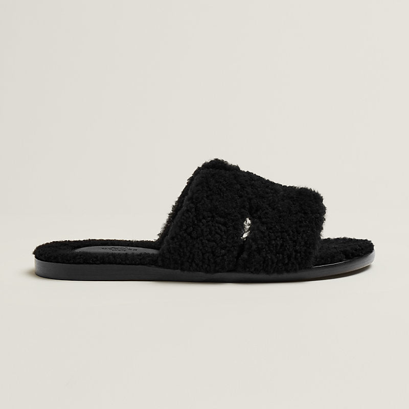 HERMÈS SHEARLING IZMIR SLIDE MULES