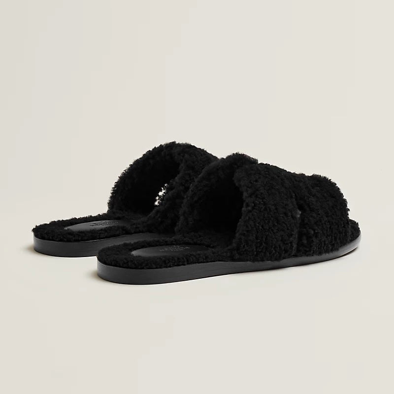HERMÈS SHEARLING IZMIR SLIDE MULES