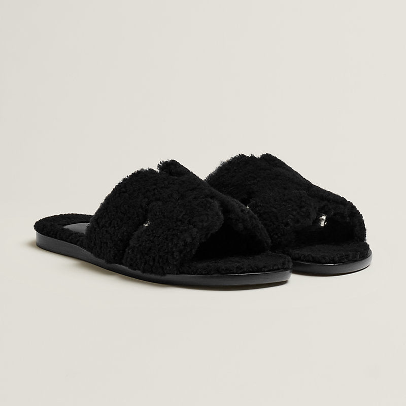 HERMÈS SHEARLING IZMIR SLIDE MULES