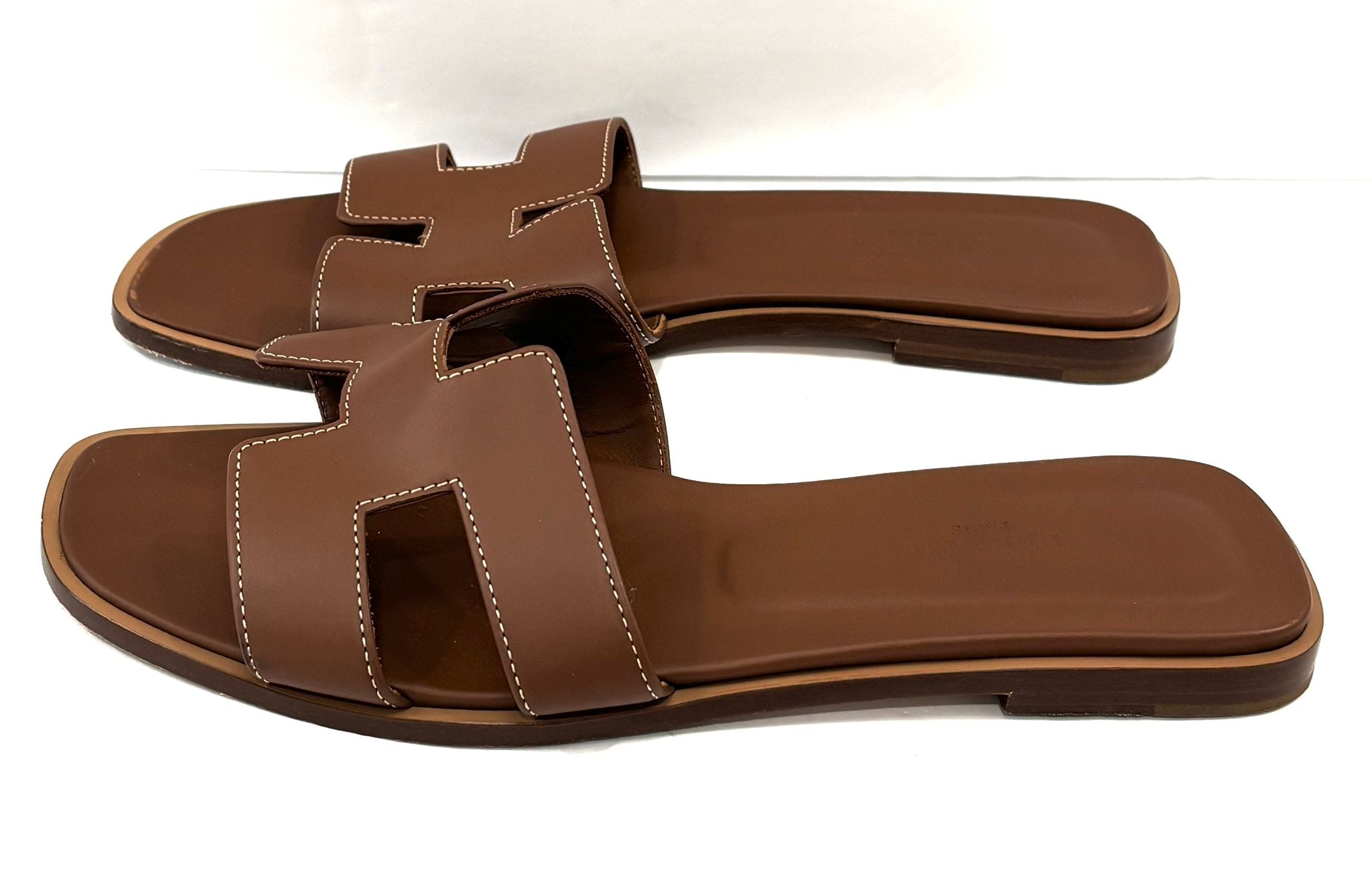 HERMÈS CALFSKIN LEATHER ORAN SANDALS MULES