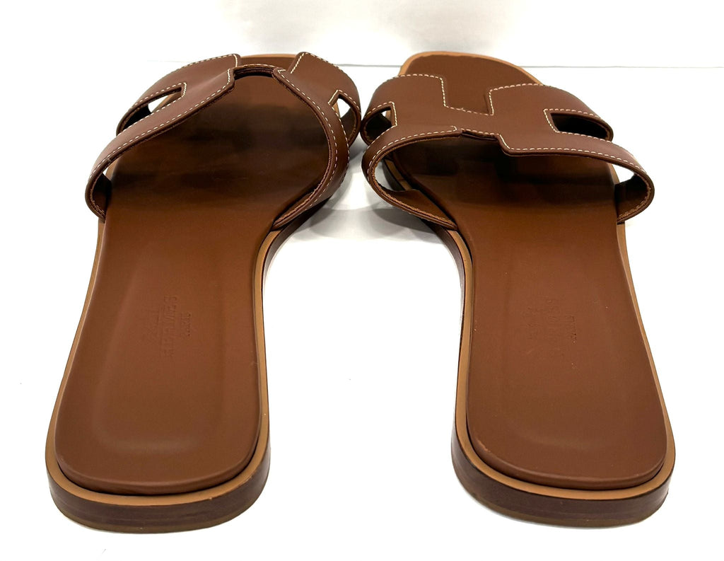 HERMÈS CALFSKIN LEATHER ORAN SANDALS MULES