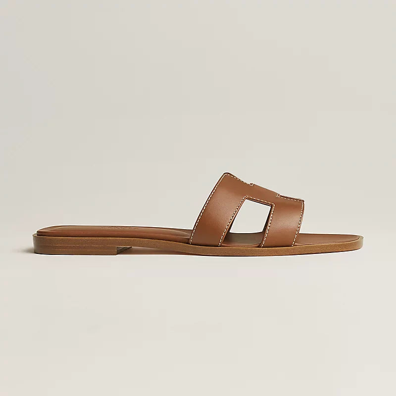 HERMÈS CALFSKIN LEATHER ORAN SANDALS MULES