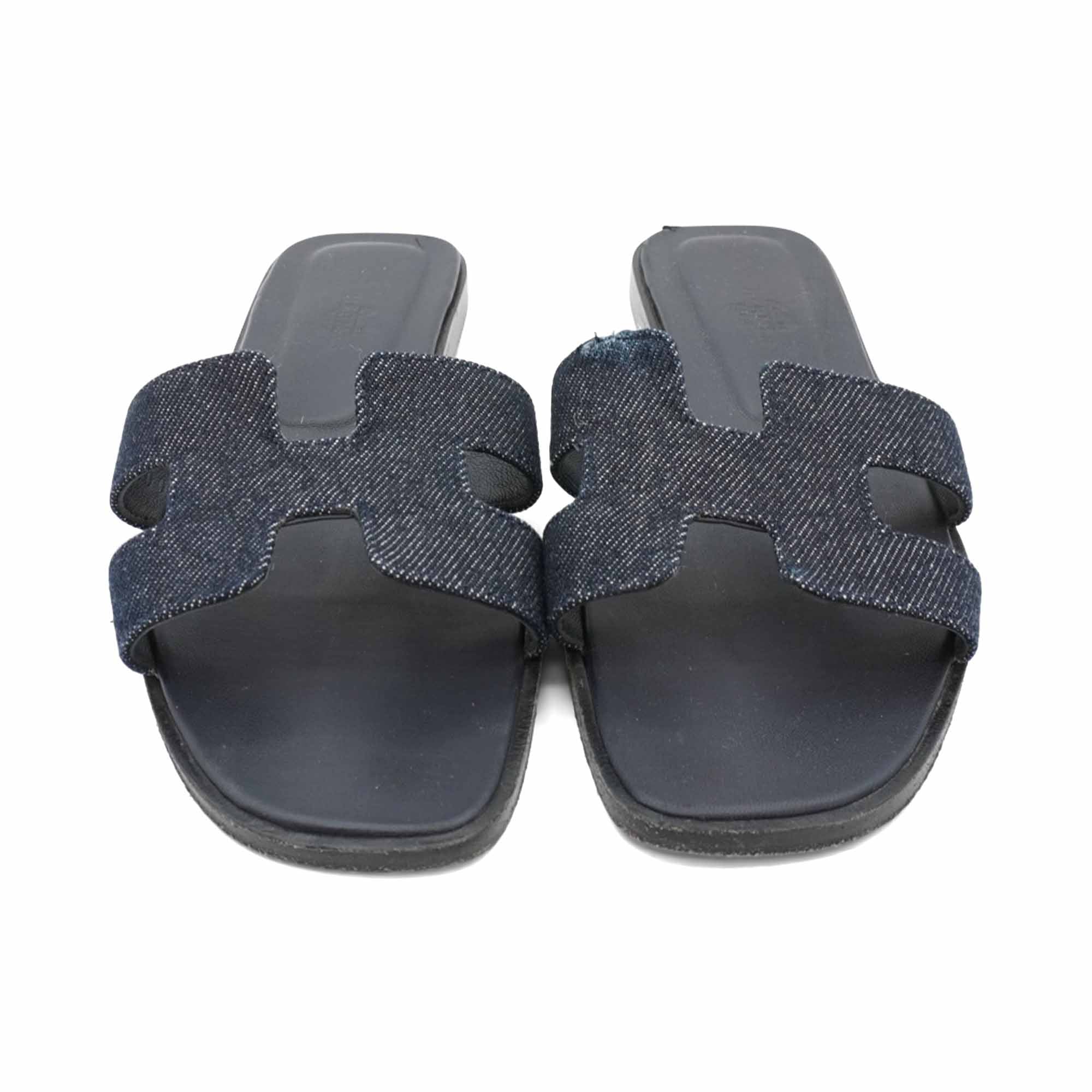 Hermes 'Oran' Denim Sandals - Women's 37
