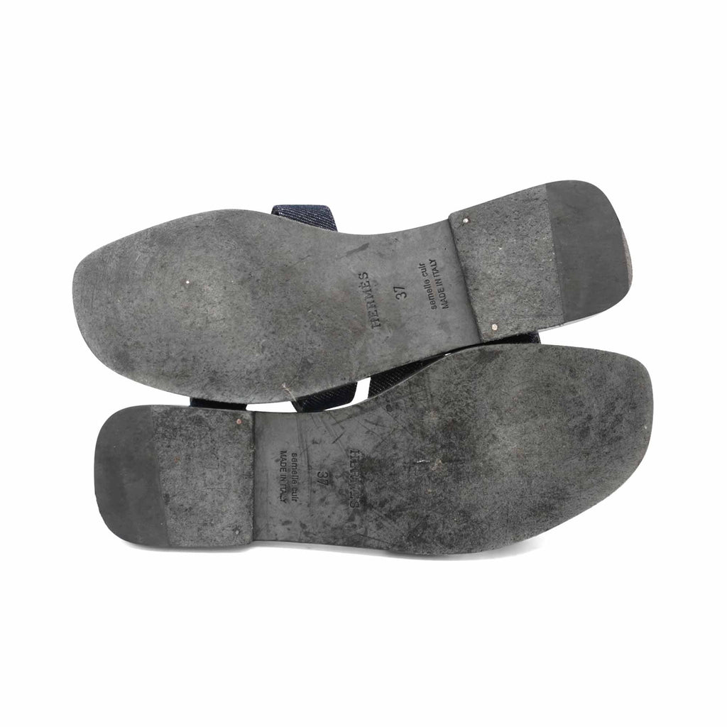 Hermes 'Oran' Denim Sandals - Women's 37