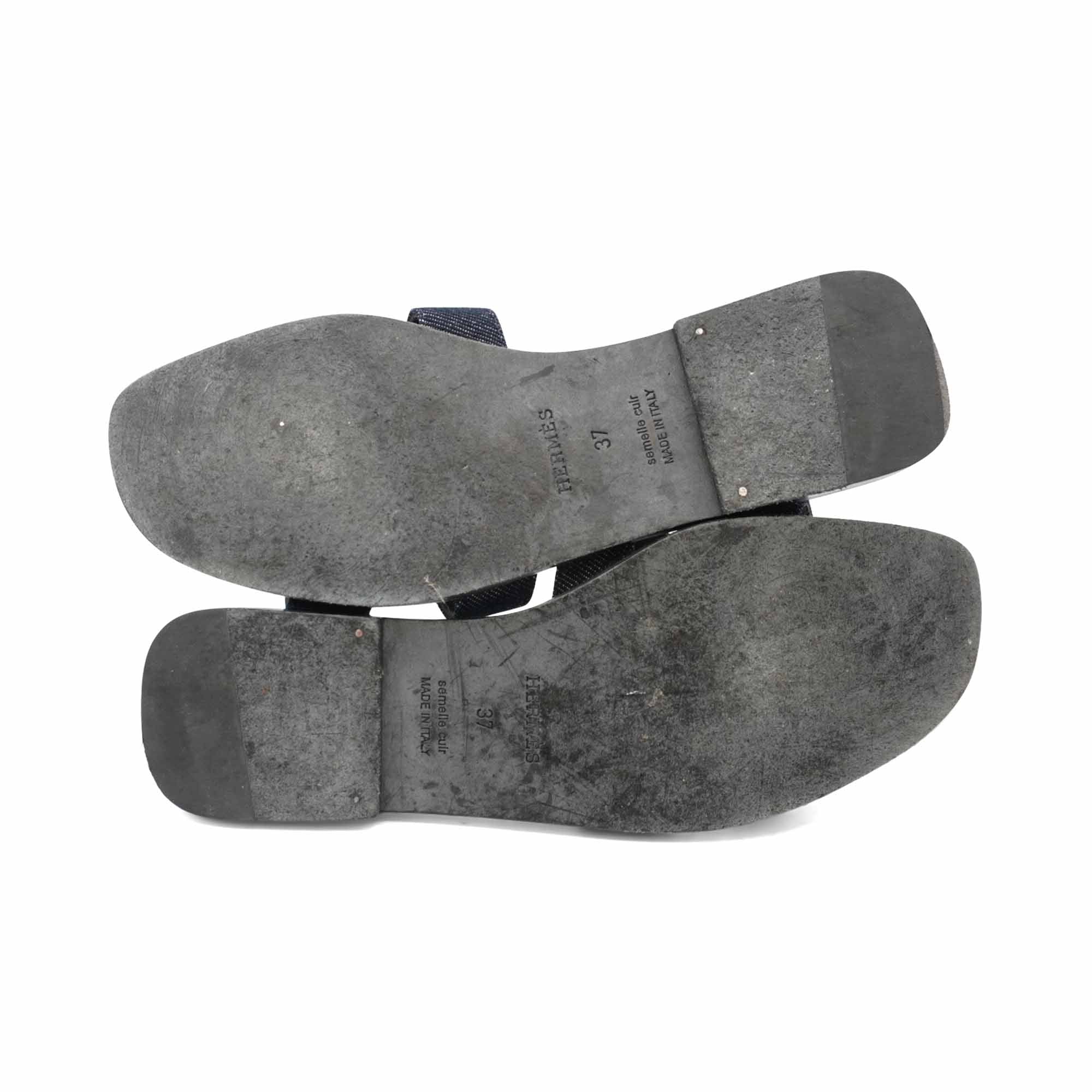 Hermes 'Oran' Denim Sandals - Women's 37