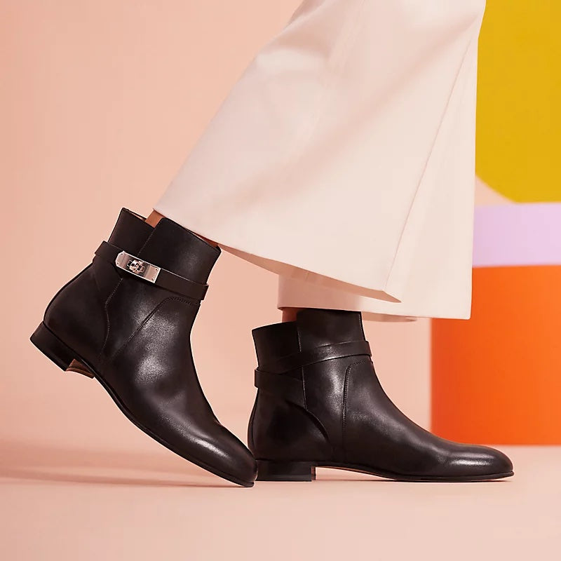 HERMÈS NEO CALFSKIN LEATHER ANKLE BOOTS
