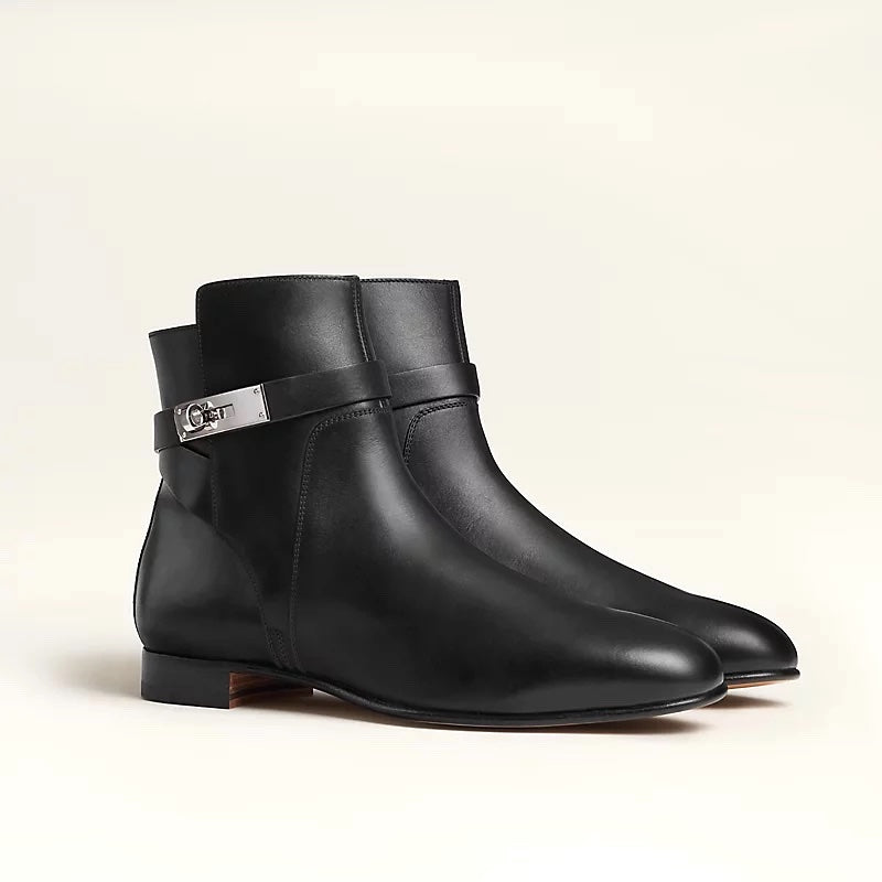 HERMÈS NEO CALFSKIN LEATHER ANKLE BOOTS