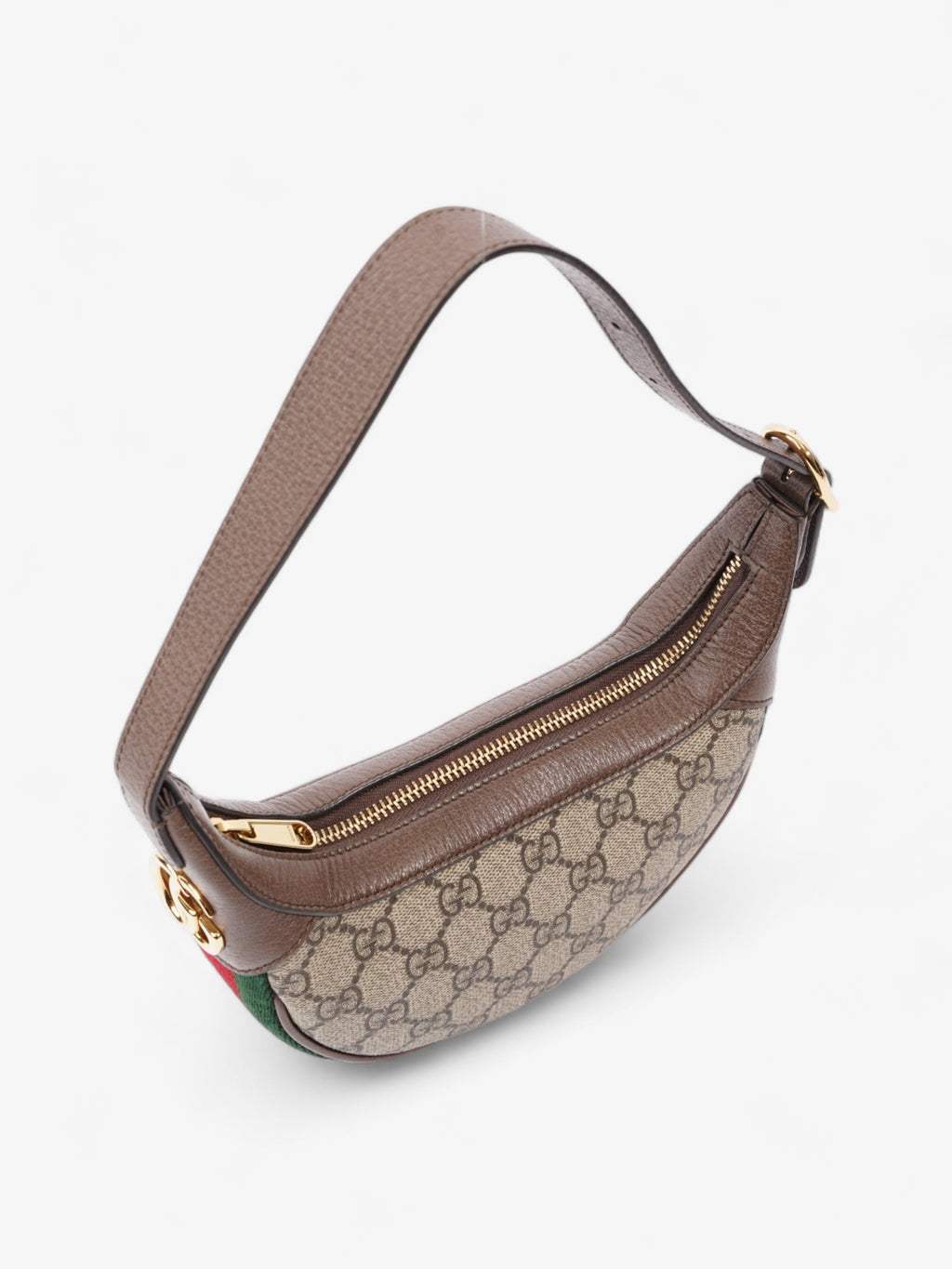 Gucci Ophidia GG Mini Beige And Ebony GG Supreme / Green And Red Web Coated Canvas