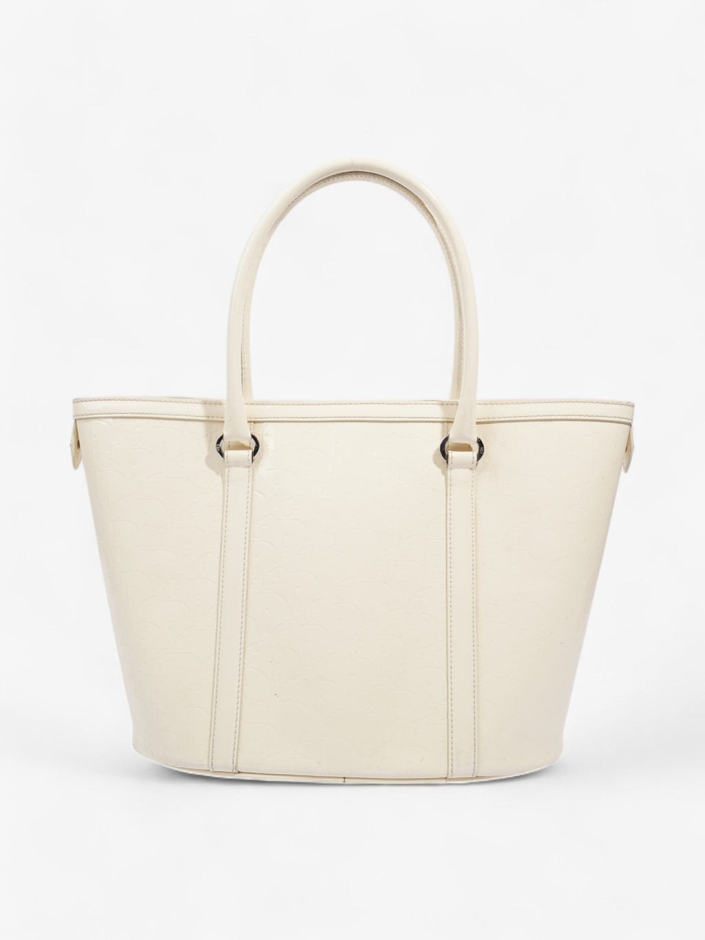 Christian Dior Tote Bag Off White Patent Leather