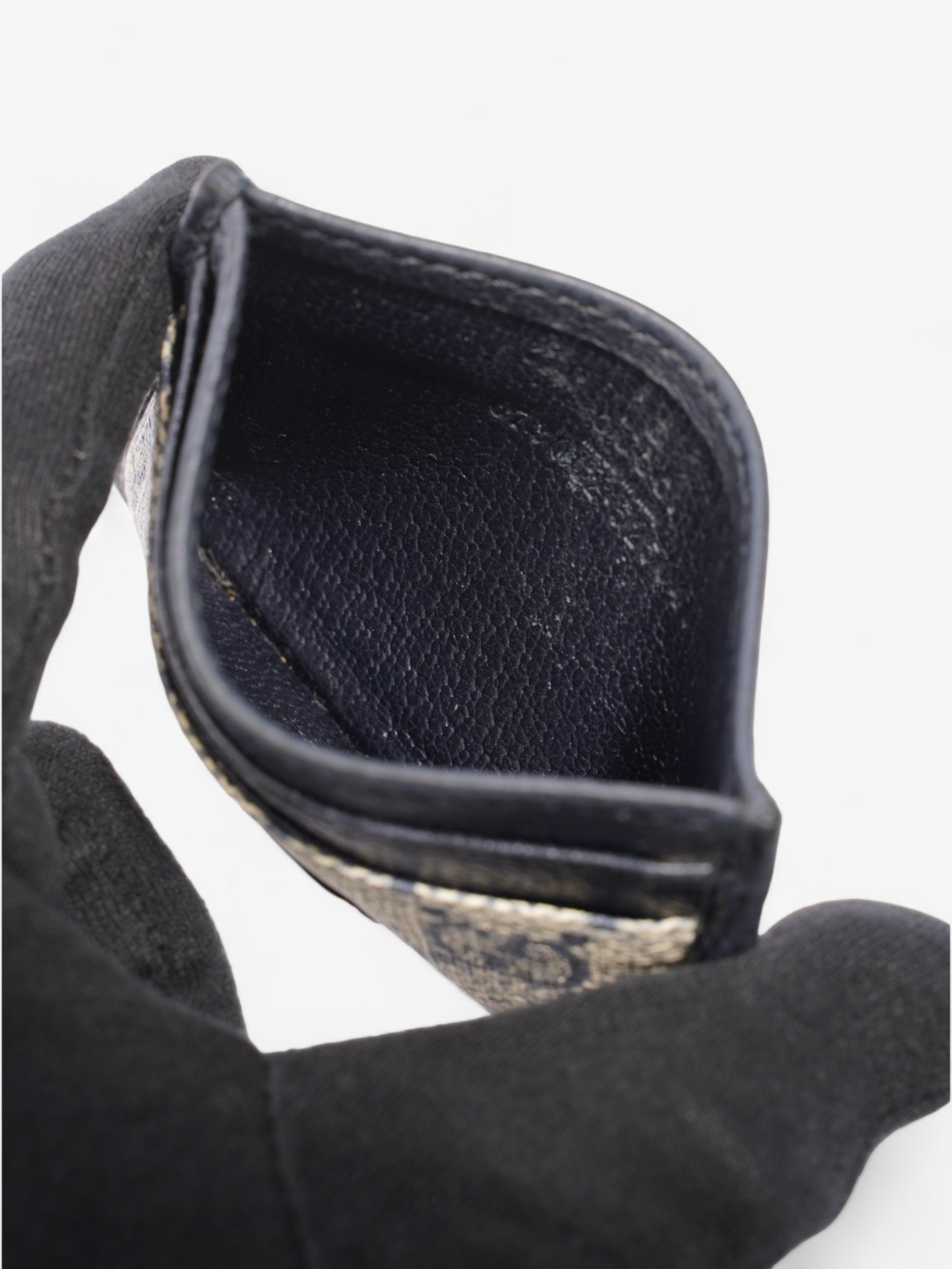 Gucci  Holder Beige And Navy GG Supreme Coated Canvas