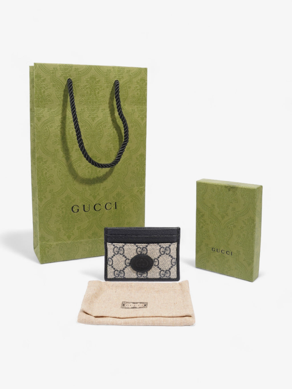 Gucci  Holder Beige And Navy GG Supreme Coated Canvas