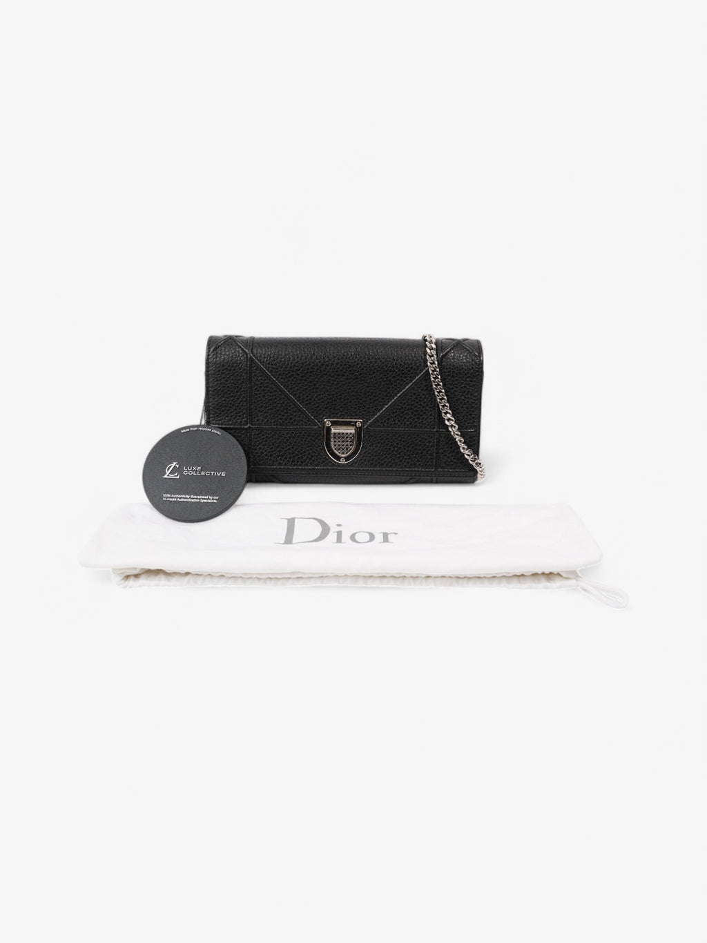 Christian Dior Diorama Wallet On Chain Black Calfskin Leather
