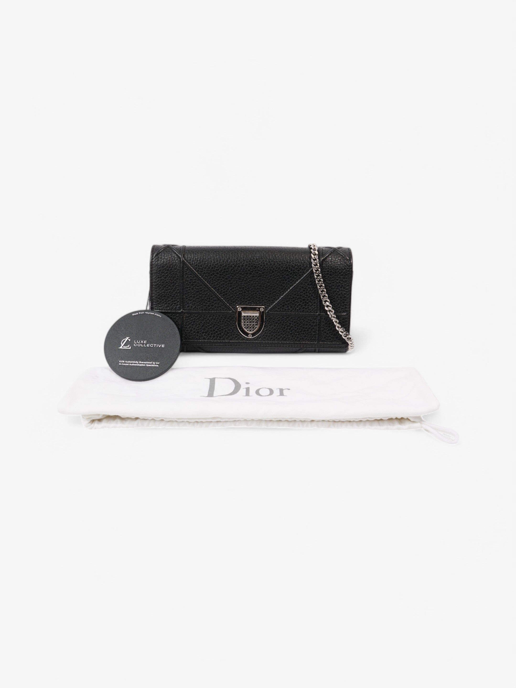 Christian Dior Diorama Wallet On Chain Black Calfskin Leather