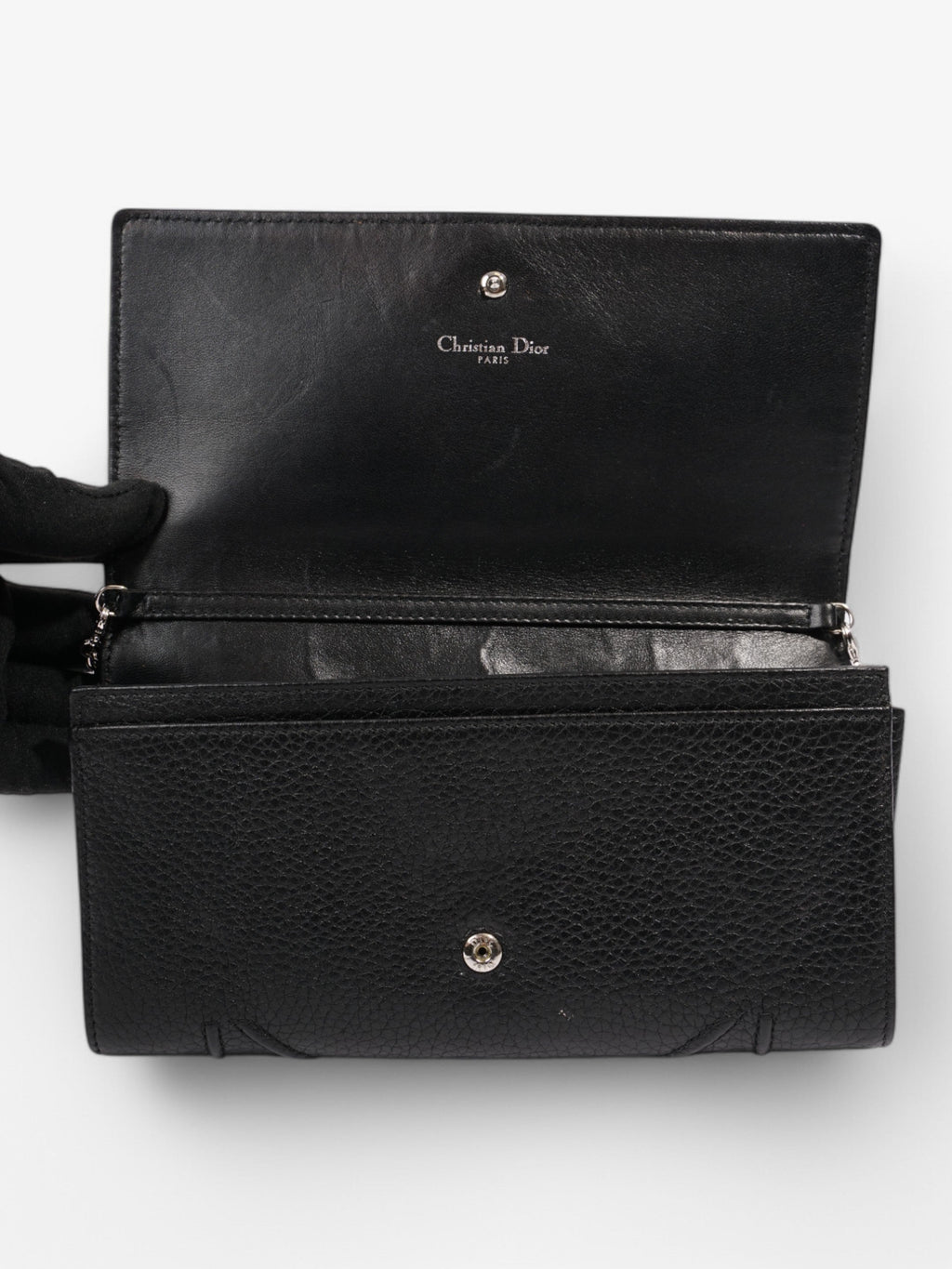 Christian Dior Diorama Wallet On Chain Black Calfskin Leather