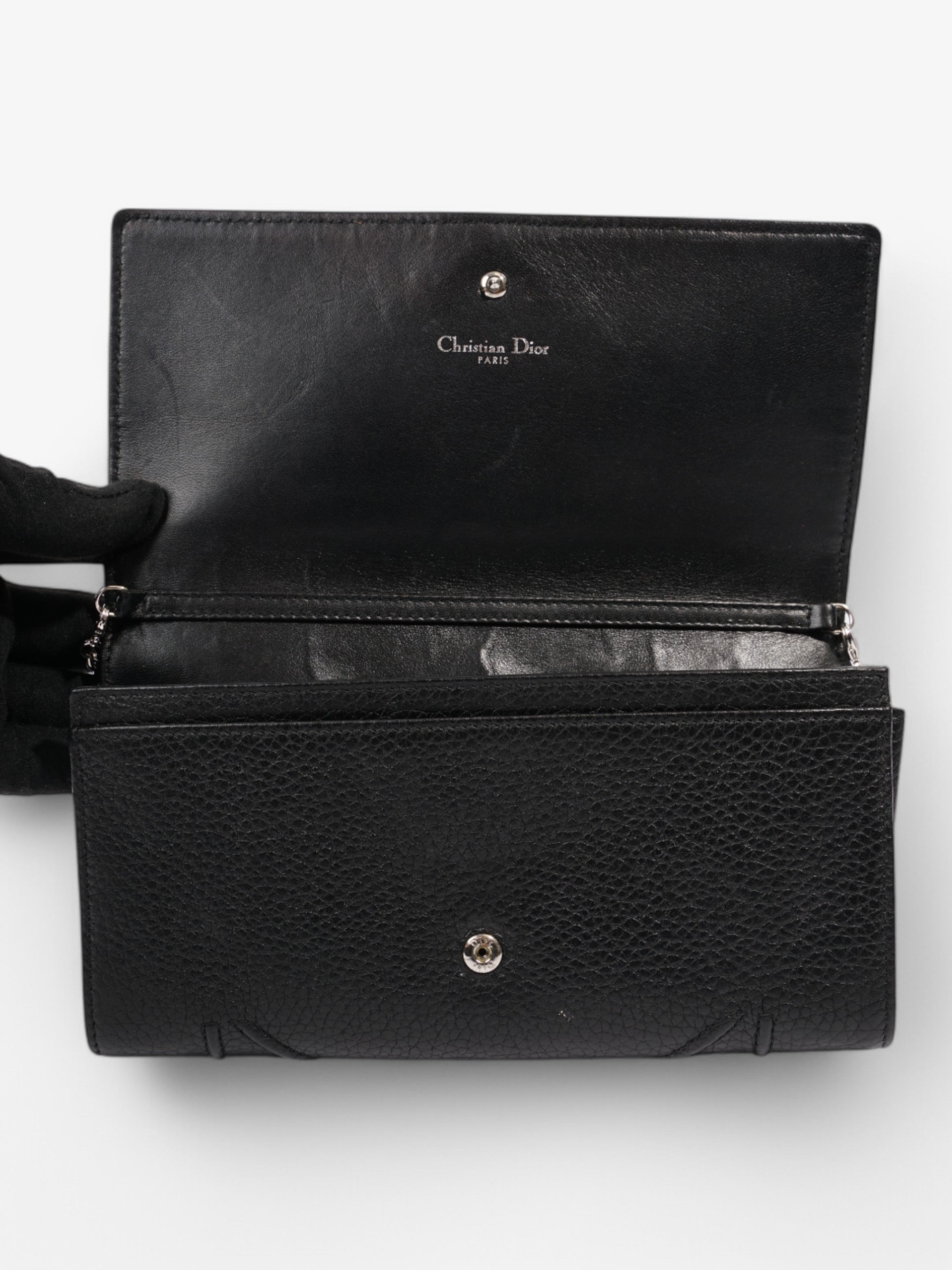 Christian Dior Diorama Wallet On Chain Black Calfskin Leather