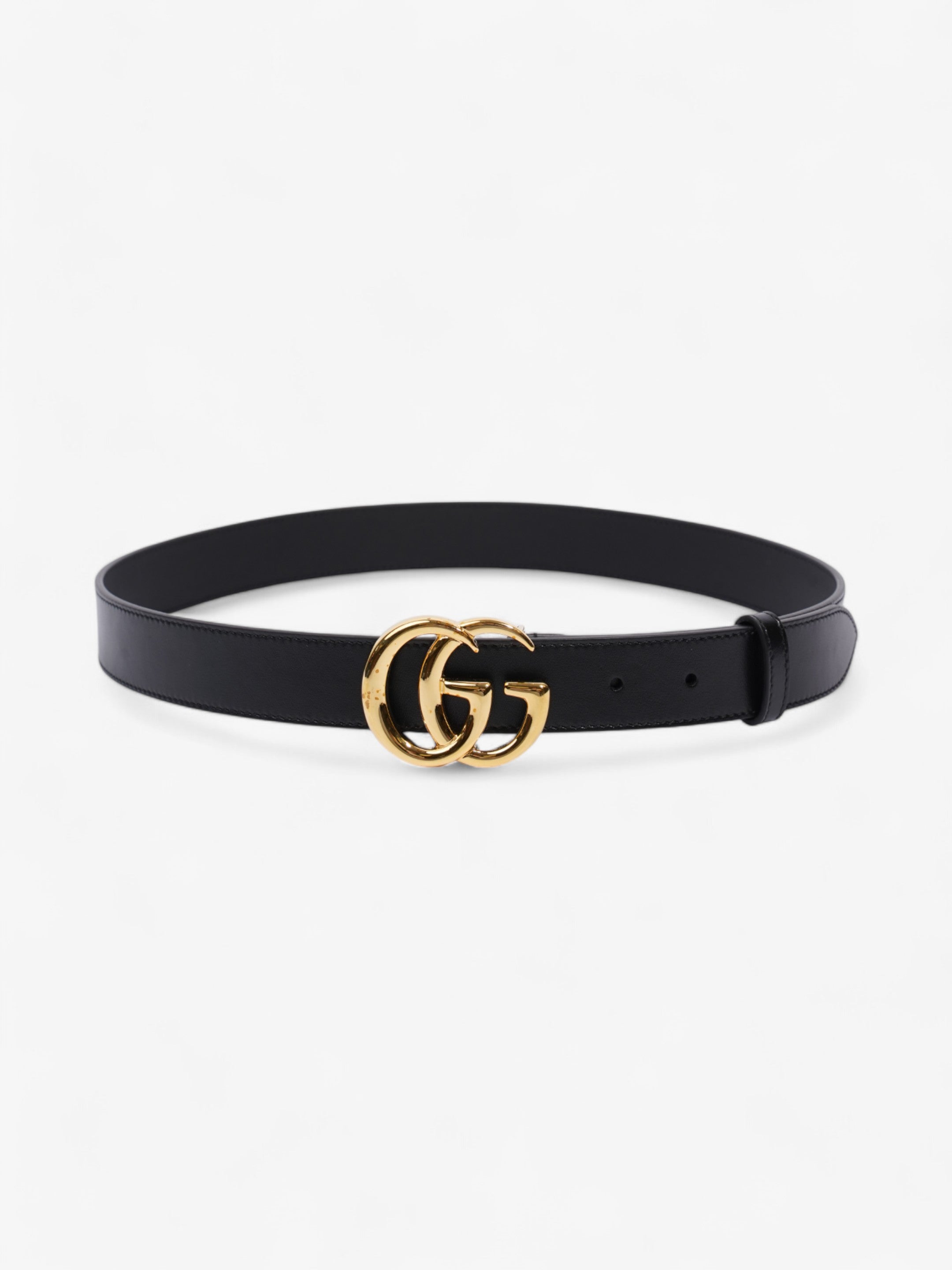 Gucci GG Marmont Thin Belt Black / Gold Leather 85cm / 34"