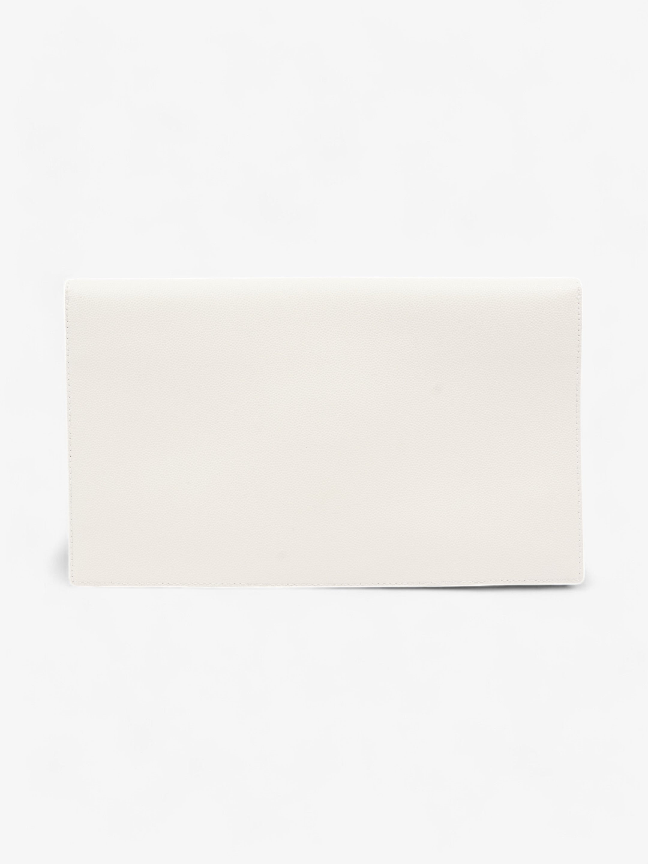 Saint Laurent Uptown Clutch White Grained Leather Medium