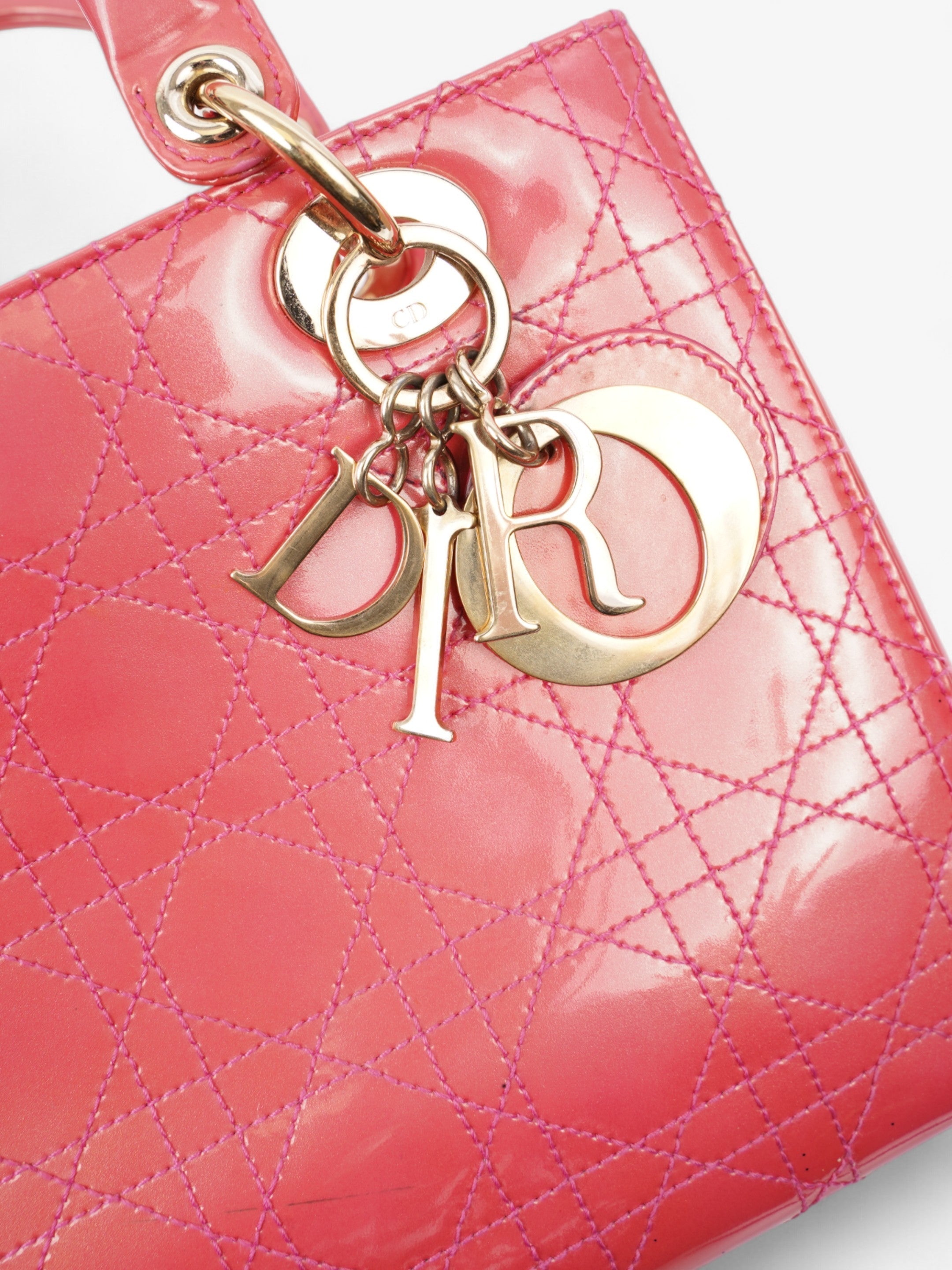 Christian Dior Lady Dior Pink Patent Leather Medium