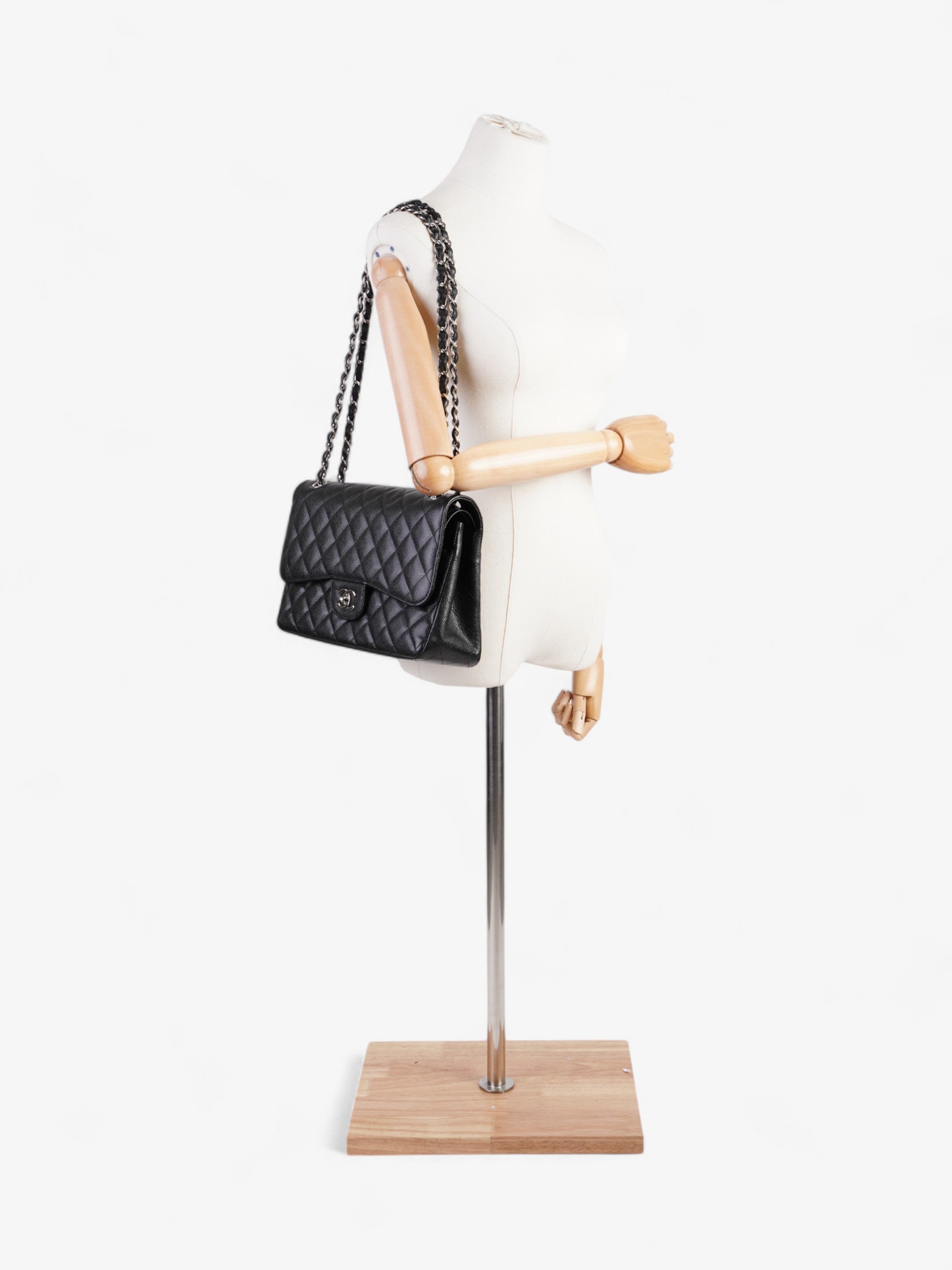Chanel Classic Double Flap Black Caviar Leather Jumbo