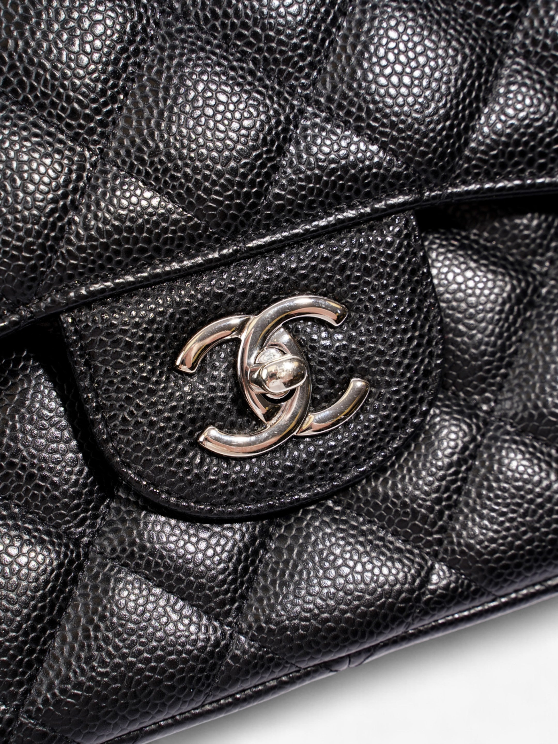 Chanel Classic Double Flap Black Caviar Leather Jumbo
